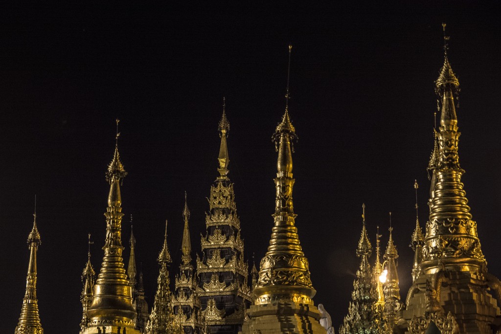 Golden Pagodas at Night