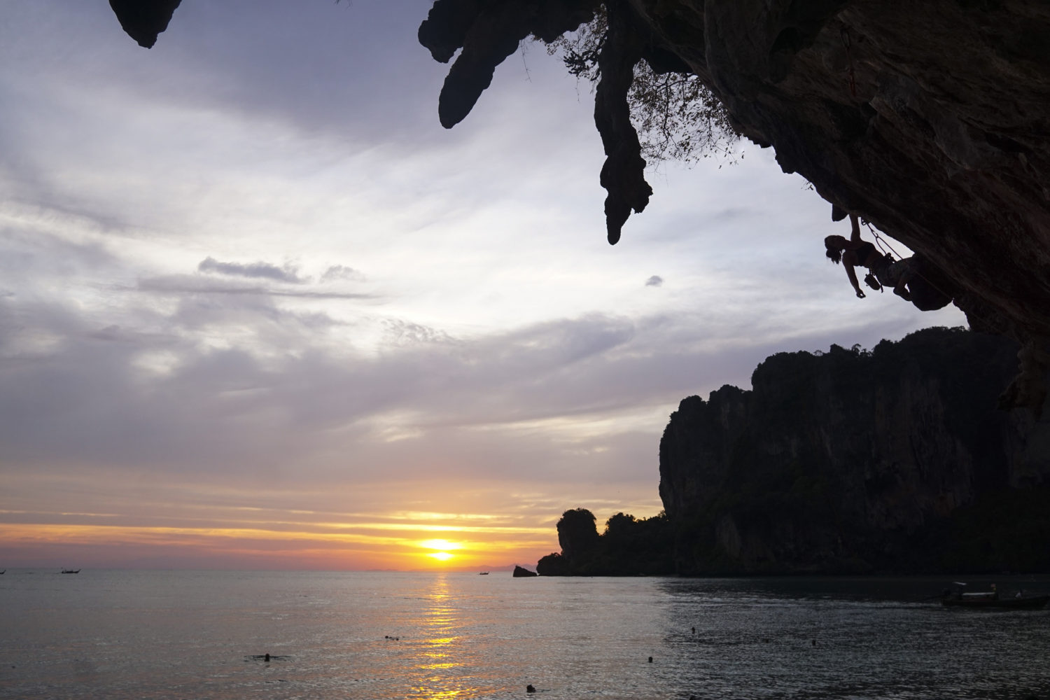Sunset rock climbing Tonsai Thailand